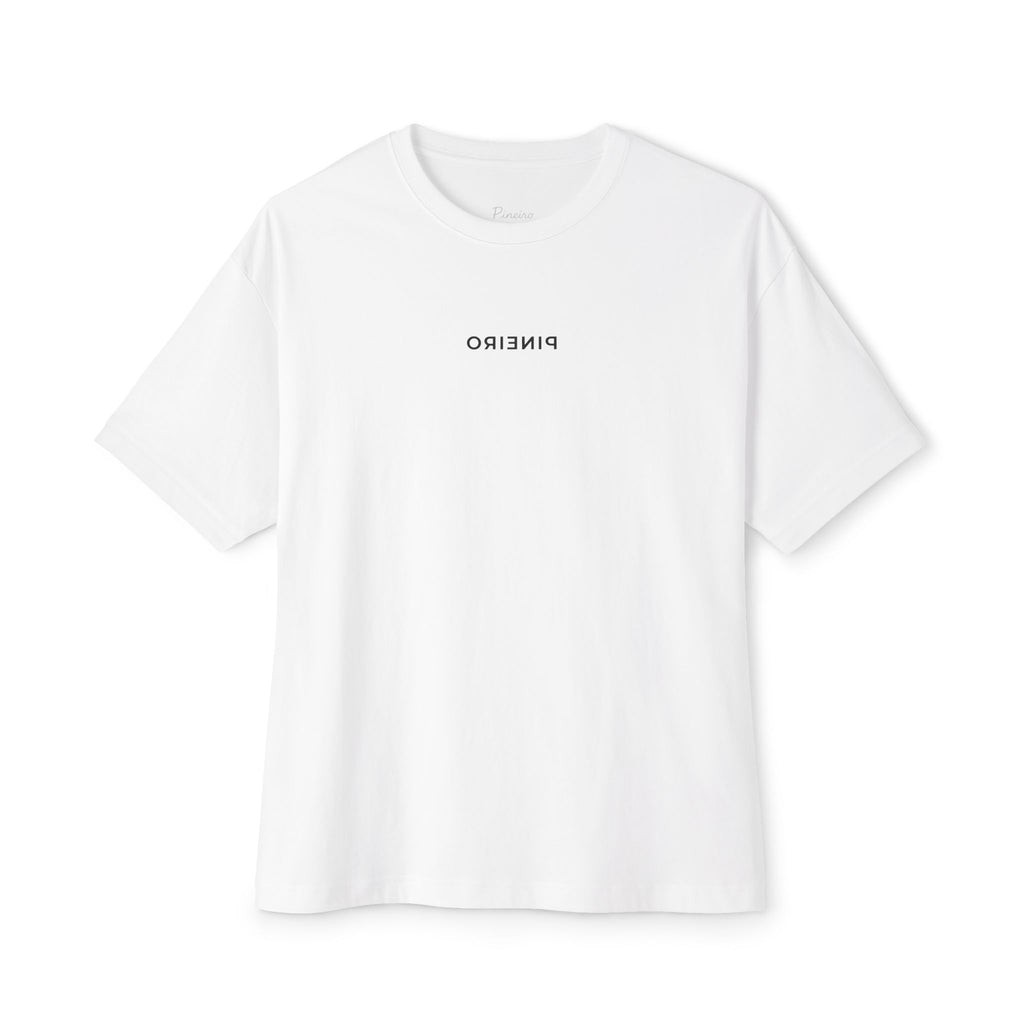 Boxy Tee | Oversized White Streetwear T-Shirt with Inverted Logo — Pineiro