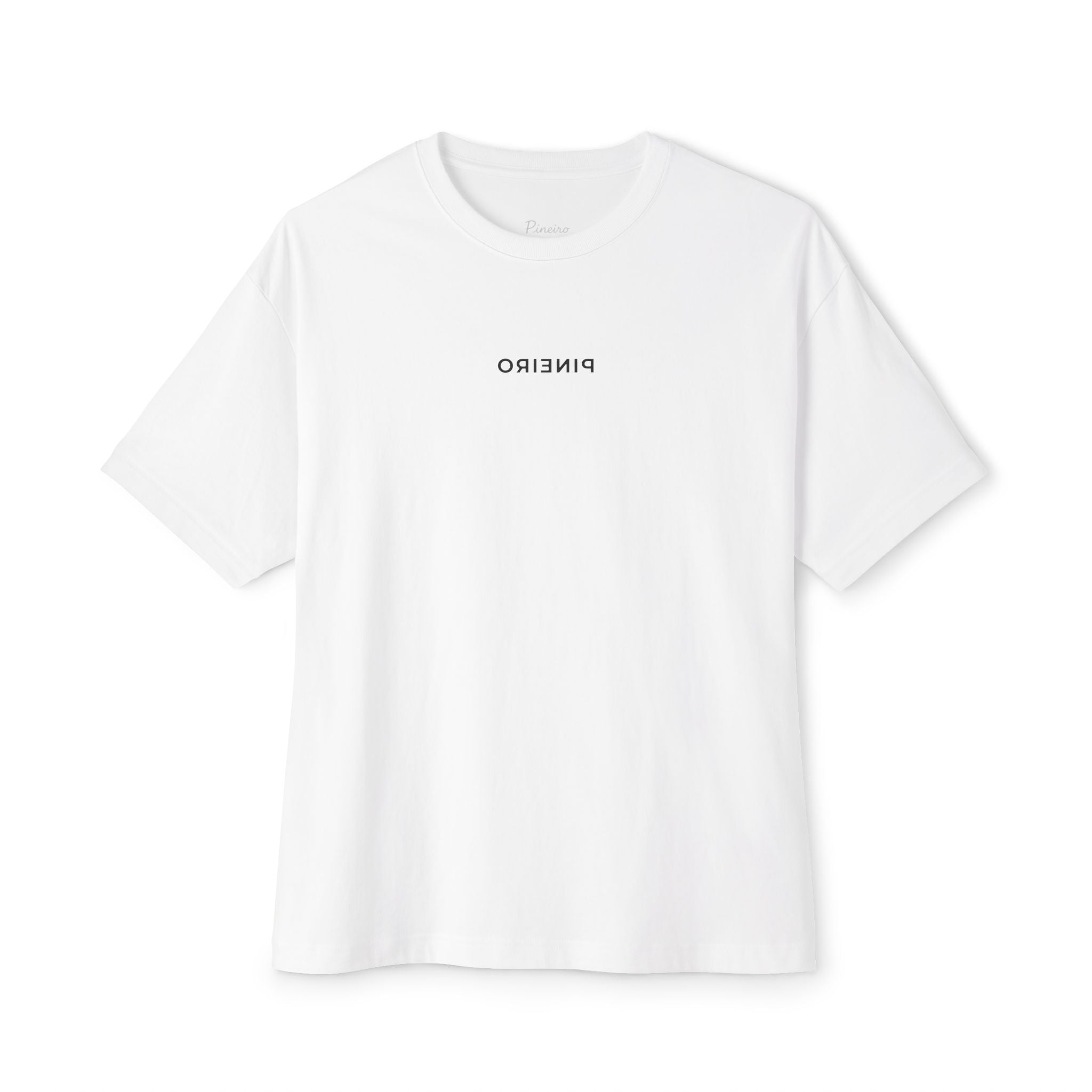 Boxy Tee | Oversized White Streetwear T-Shirt with Inverted Logo — Pineiro